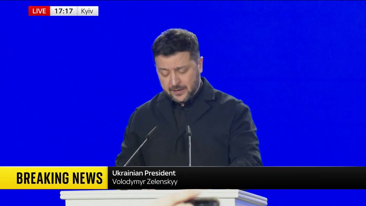 "Europe has stood with us throughout these difficult years, and our people trust Europe." Volodymyr Zelenskyy begins addressing the media, on the fourth anniversary of Russia’s invasion of Ukraine, by thanking European nations for their ongoing support against Russia.