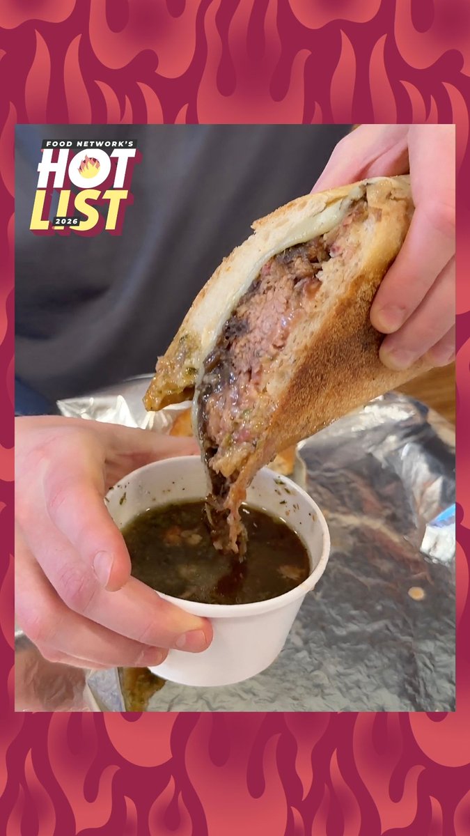 THIS is how the viral French Dip sandwich is made at Salt Hank's in New York City 🤤 It’s piled high with almost a half pound of meat and caramelized onions, then dunked in an au jus you could drink! #FNHotList #FoodNetworkFinds