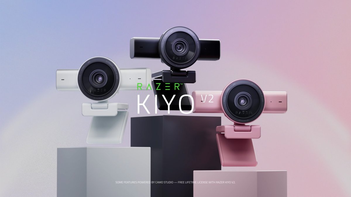 Meet the Razer Kiyo V2 in White and Quartz: Same sharp 4K quality and full Camo Studio control, now in two new looks to fit your creative space. However you style your setup, there’s now a Razer Kiyo V2 to match.