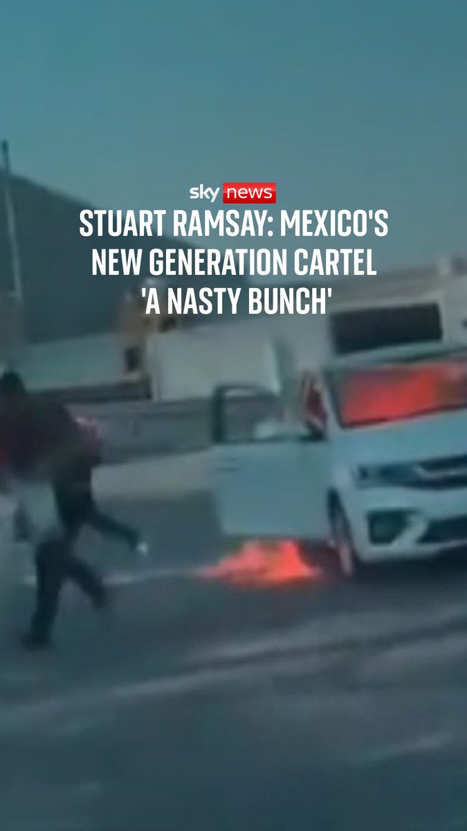 Sky's Stuart Ramsay describes the violent atmosphere in Mexico after a cartel leader was taken out by Mexican authorities. One of Mexico's most notorious drug lords, "El Mencho", was killed in a military operation carried out by Mexican special forces.