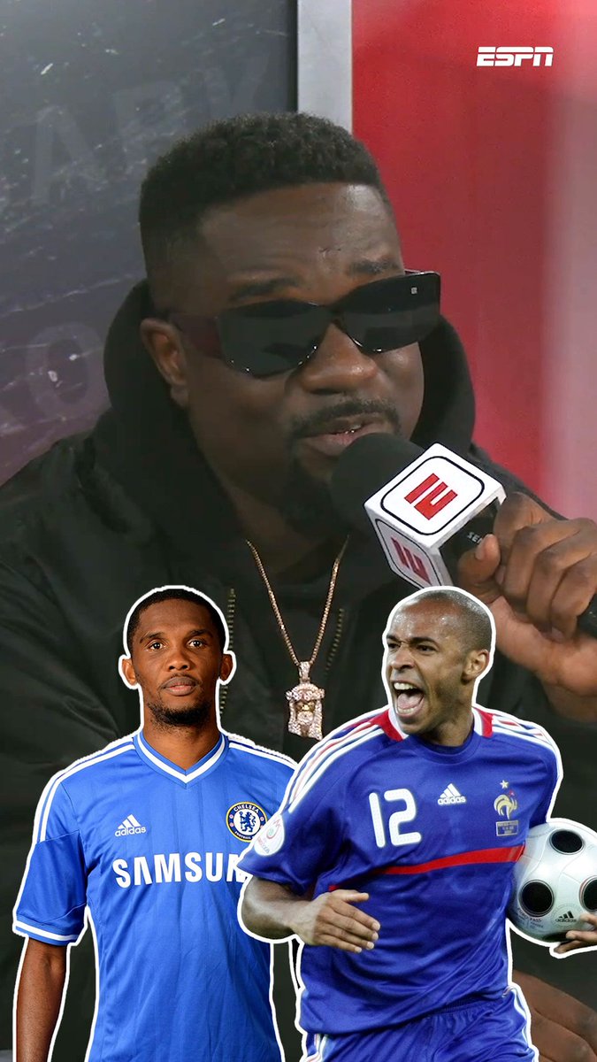 Sarkodie took a moment to decide between Samuel Eto’o and Thierry Henry 💭