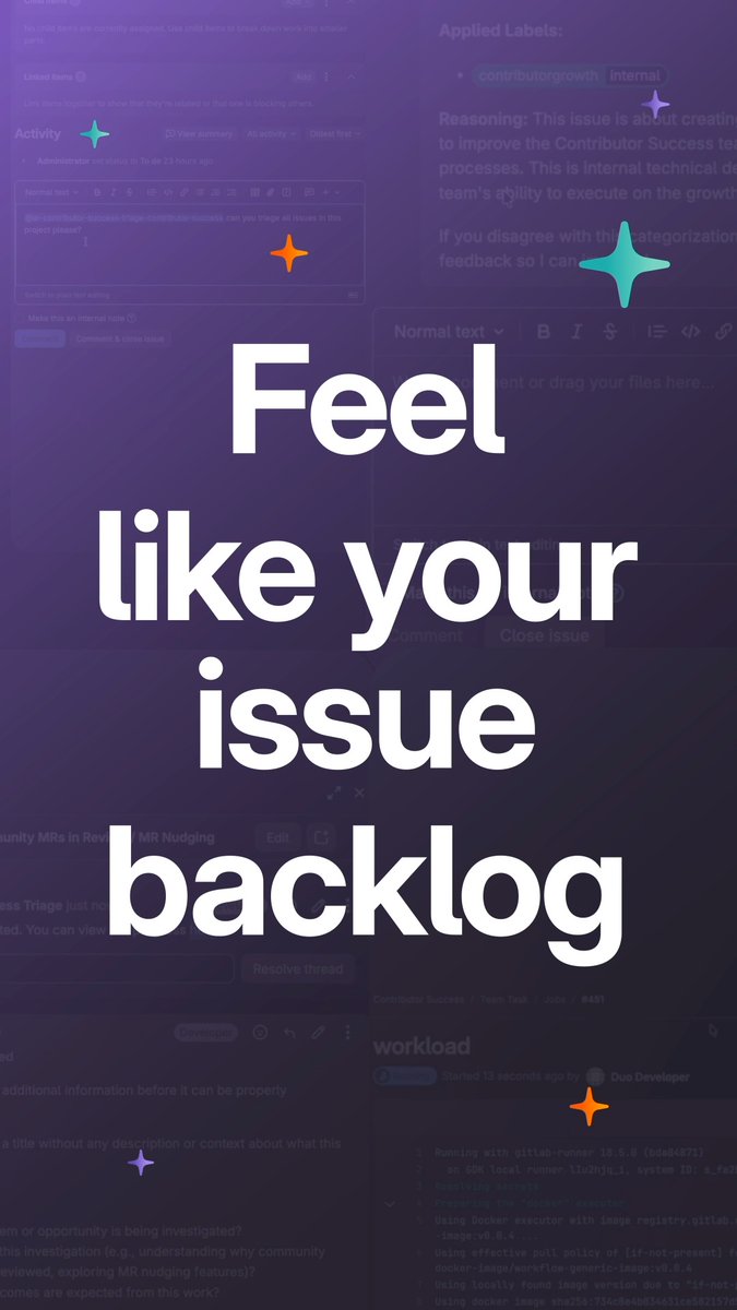 If your issue backlog feels personal… it’s probably because you’re the one triaging it. GitLab Duo Agent Platform can: • Read every issue (not just the title) • Flag missing details • Loop in the right teammate • Triage your entire backlog at once. Hundreds of issues. Over a day saved. Let’s flow with Duo!