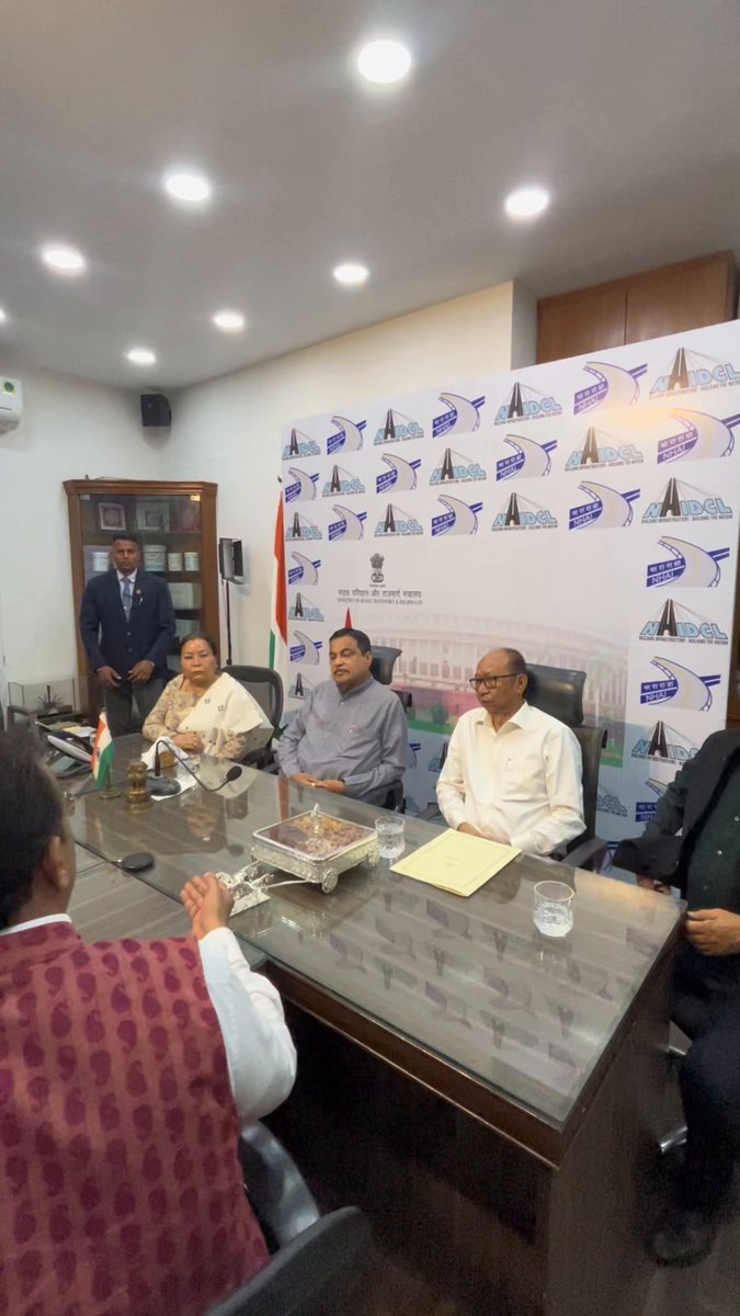 Newly elected Chief Minister of Manipur, Shri Khemchand Yumnam Ji, along with Deputy Chief Ministers Shri Losii Dikho Ji and Smt. Nemcha Kipgen Ji called on in New Delhi today. Reviewed the progress of ongoing National Highway projects across the state and assessed key stretches to ensure their timely completion, enhanced connectivity, and accelerated infrastructure development in Manipur. My best wishes to the new government for a successful tenure dedicated to peace, inclusive growth, and lasting prosperity for the people of the state. #PragatiKaHighway #GatiShakti