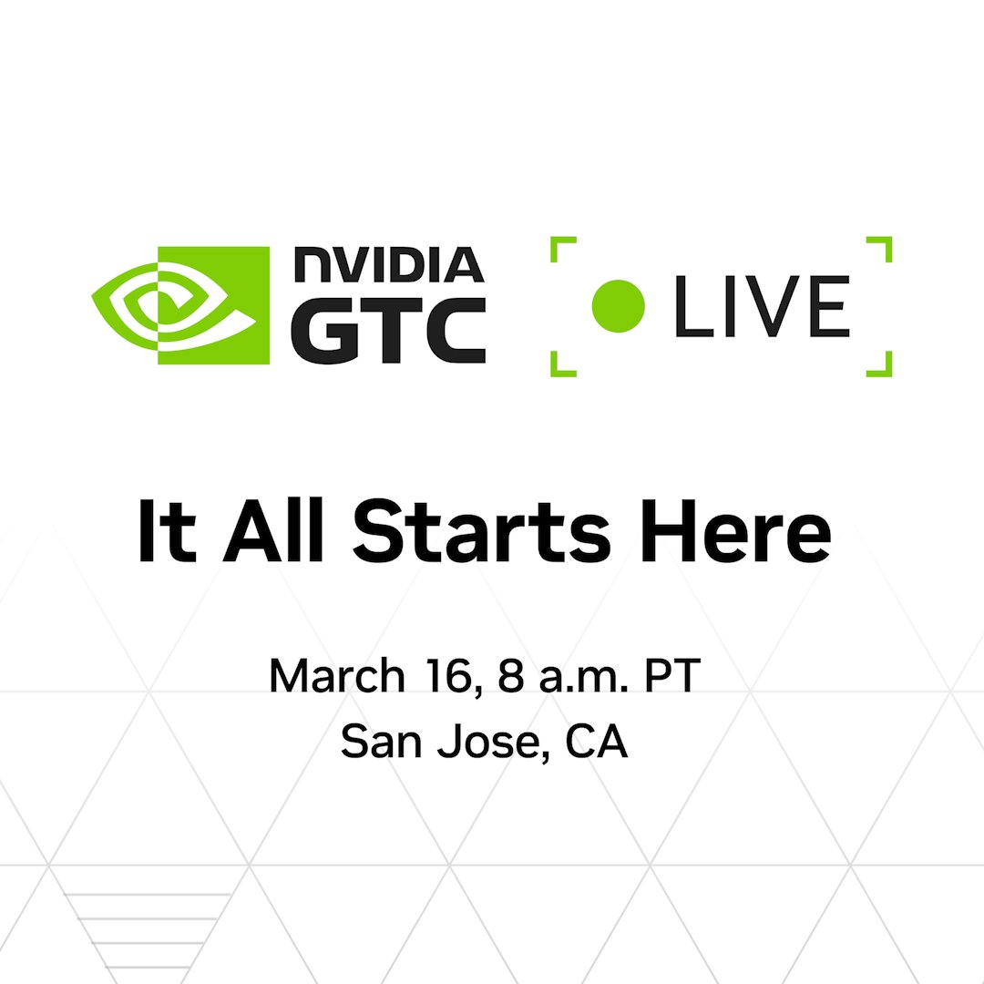 Tune in to NVIDIA GTC Live where industry leaders huddle up to break down accelerated computing beyond AI, spotlight the power NVIDIA’s full-stack, and reveal the five-layer game plan behind one of the biggest infrastructure build-outs in history—and the global ecosystem teaming up to make it real. 🗓️ Monday, March 16 | 8 a.m.–11 a.m. PDT #NVIDIAGTC