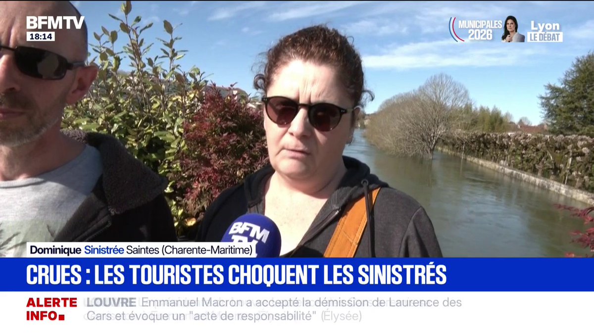 🗨️ "On a juste envie de les balancer à l'eau" ➡️ À Saintes, l'exaspération des sinistrés face aux touristes qui viennent prendre des photos des inondations