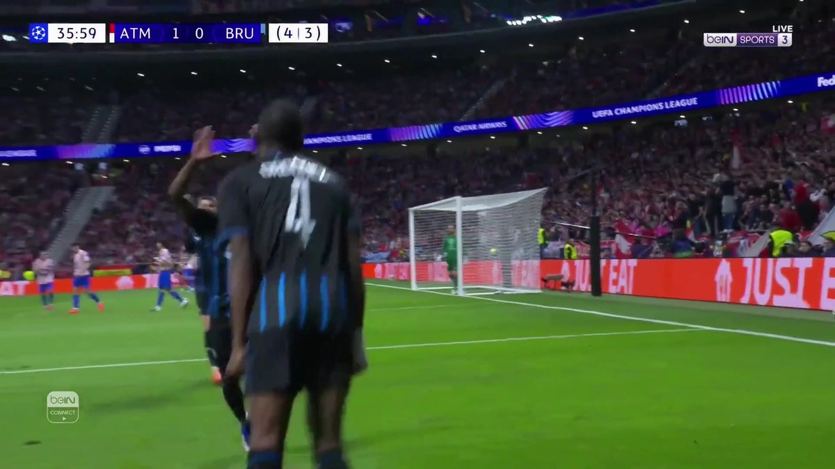 جويل أوردونيز يدرك التعادل لكلوب بروج بعد لحظات من علاجه أتليتيكو مدريد 4 كلوب بروج 4 #دوري_أبطال_أوروبا