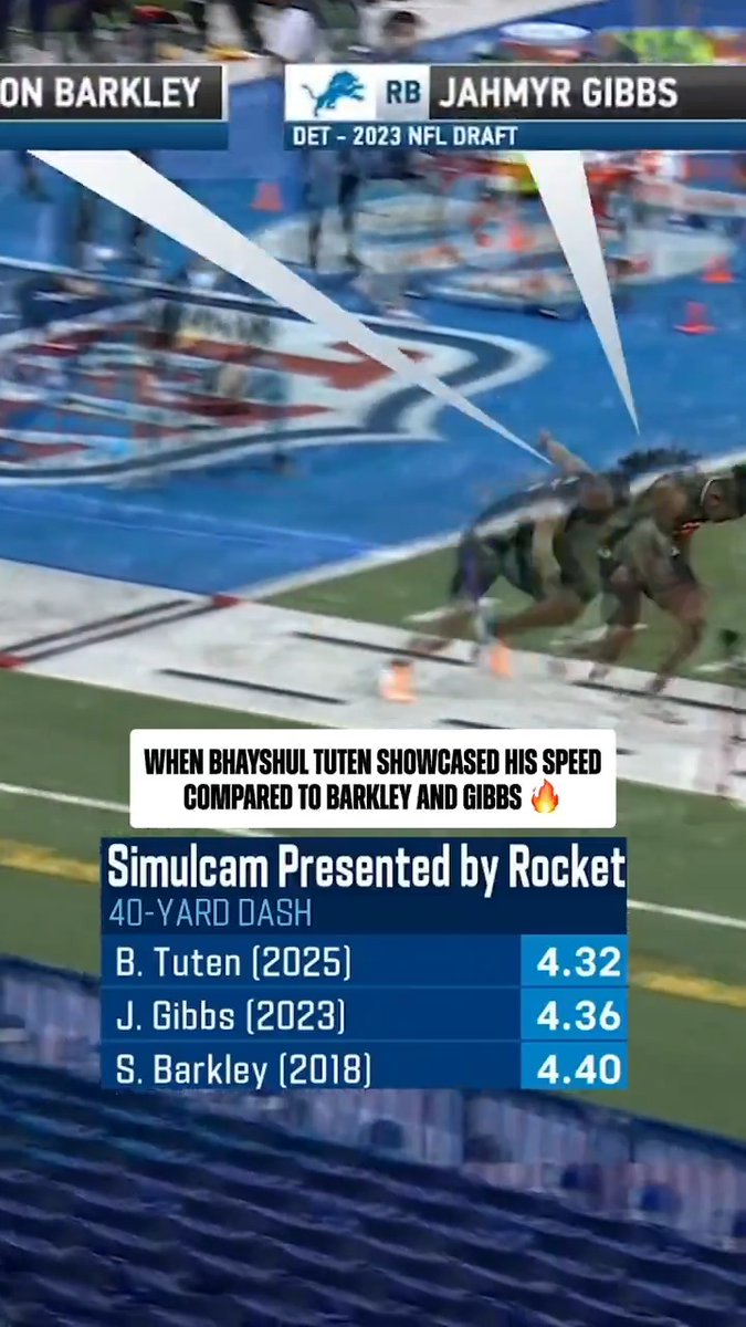 .Bhayshul Tuten turned on the jets 🏃 2026 NFL Combine starts Thursday 3pm ET on NFL Network Stream on NFL+