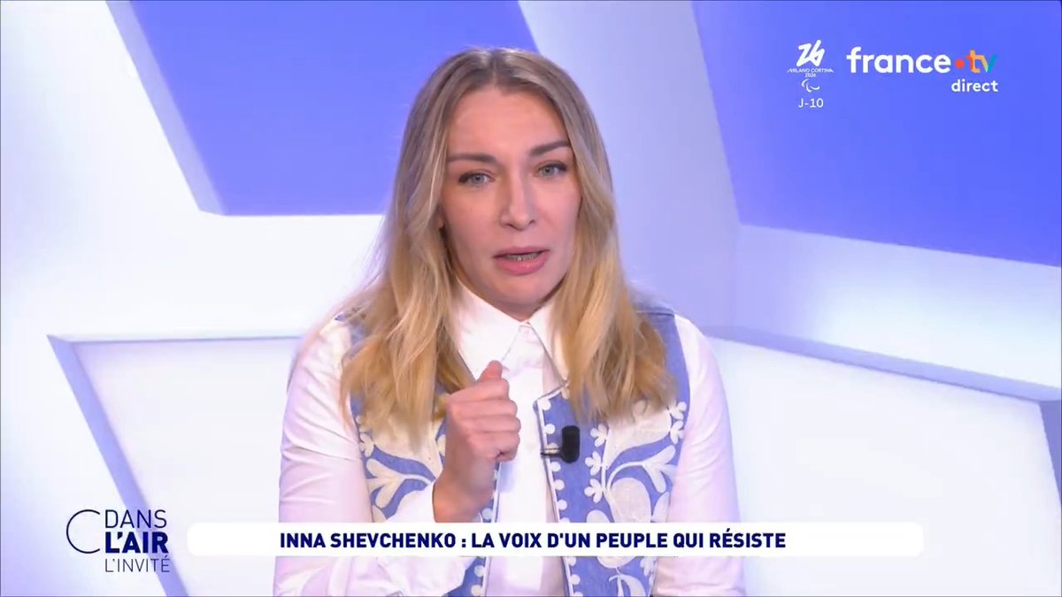 "Pendant quatre ans, la #Russie a violé toutes les conventions internationales, et jusqu'à présent la terreur sur les civils continue sous les yeux du monde entier. [Pourtant], on continue à mettre la pression sur la victime pour arrêter la guerre." Inna Shevchenko #cdanslair