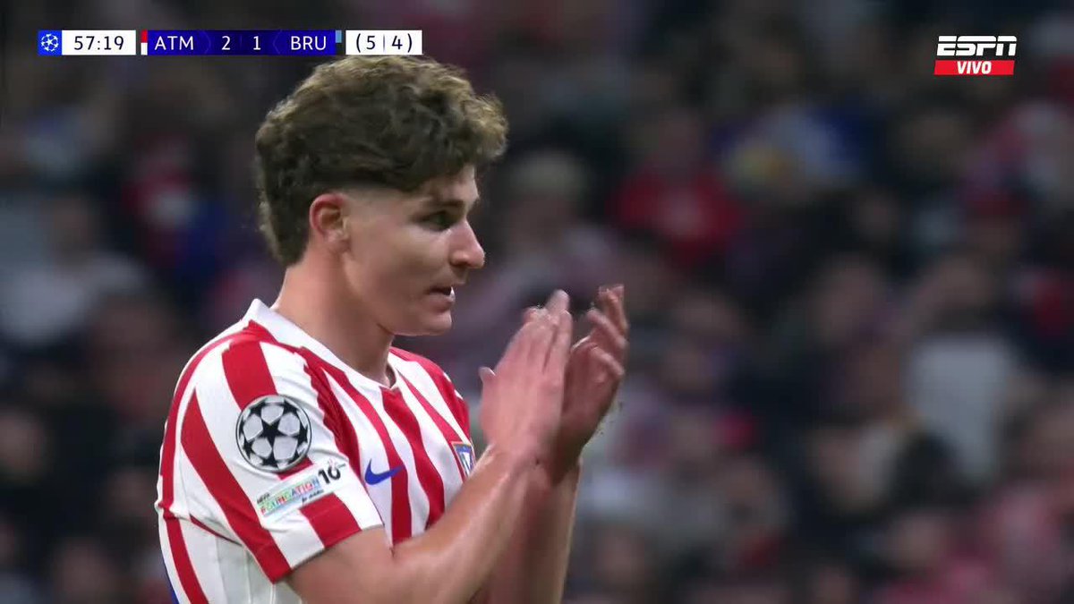 🇦🇷❌ Julián Álvarez fue REEMPLAZADO en Atlético Madrid, a los 57 minutos del segundo tiempo ante Brujas en Champions League.