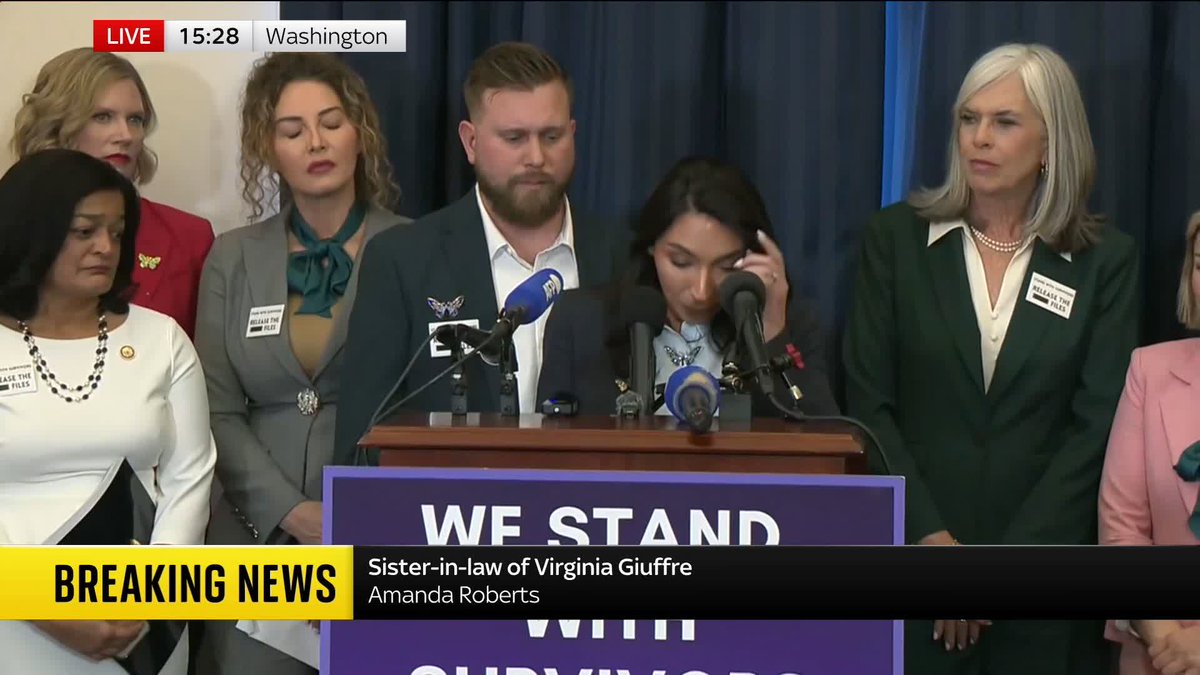 "We will not be moved, we will not be silenced. and we will not go away" Sister-in-law of Virginia Giuffre, Amanda Roberts, says the survivors of Jeffrey Epstein deserve to be seen 📺 Sky 501, Virgin 602, Freeview 233 and YouTube