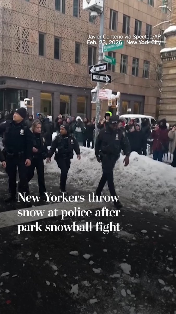 After a large snowball fight in New York City’s Washington Square Park, a crowd was recorded throwing snowballs at NYPD officers. “Officers, like all city workers, have been out in a historic blizzard, keeping New Yorkers safe and cars moving,” New York City Mayor Zohran Mamdani shared on on social media in response to the incident. “Treat them with respect. If anyone’s catching a snowball, it’s me.”