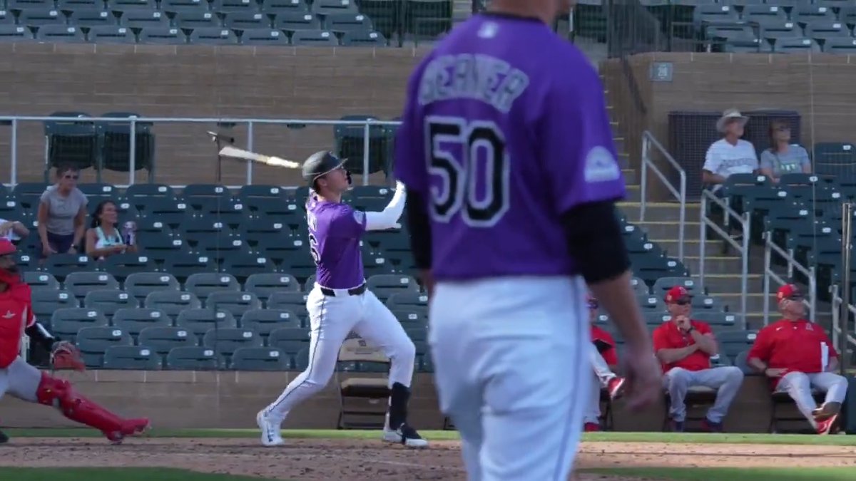 Rockies prospect Charlie Condon's 1st HR of the spring landed halfway up the berm 💪