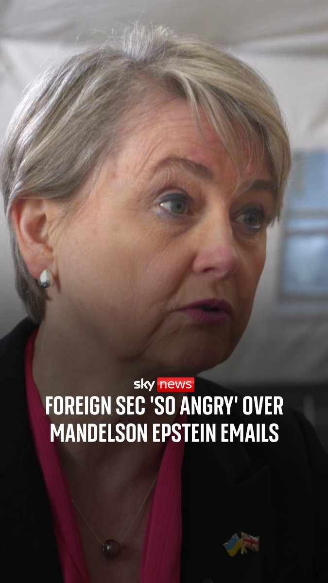 Yvette Cooper told Sky News political editor Beth Rigby Mandelson's emails to Epstein are "just vile". Beth says she's never seen the Foreign Secretary so furious. 🔗