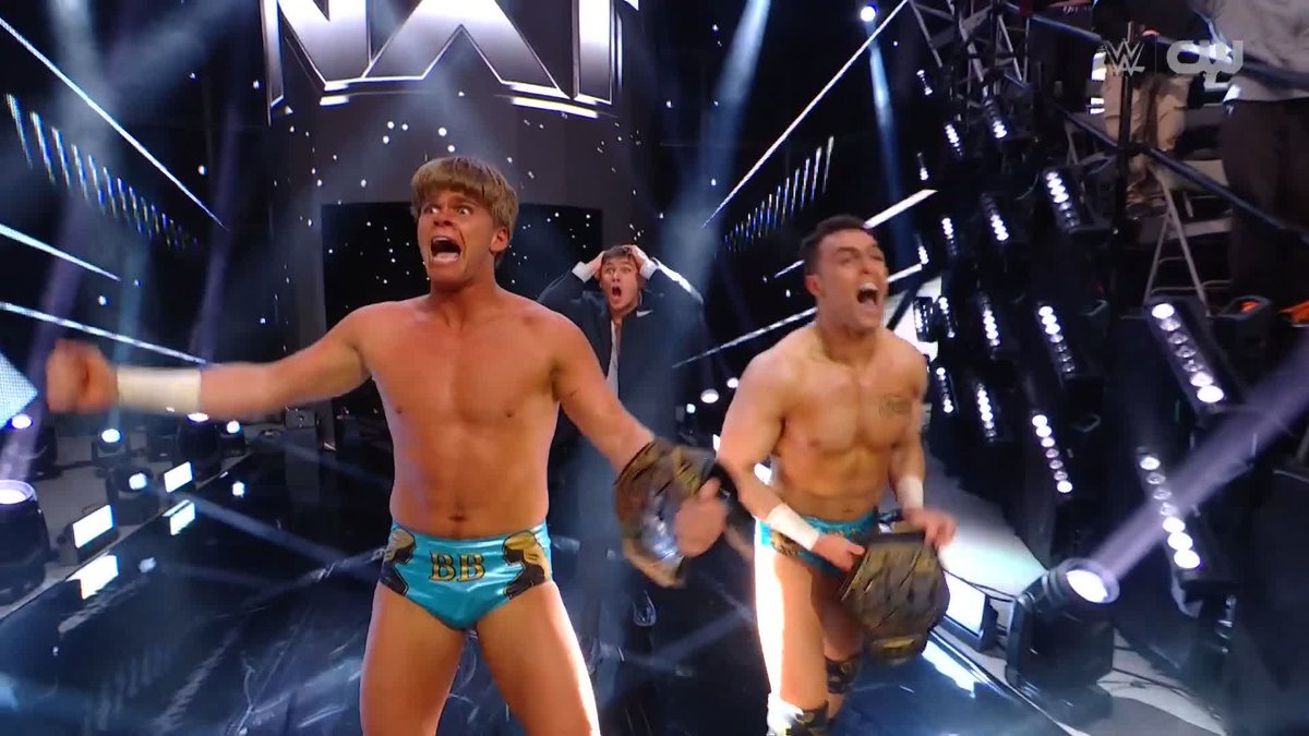 A SHOCKER 😱 Off the assist from Tony D’Angelo, The Vanity Project are the NEW NXT Tag Team Champions!