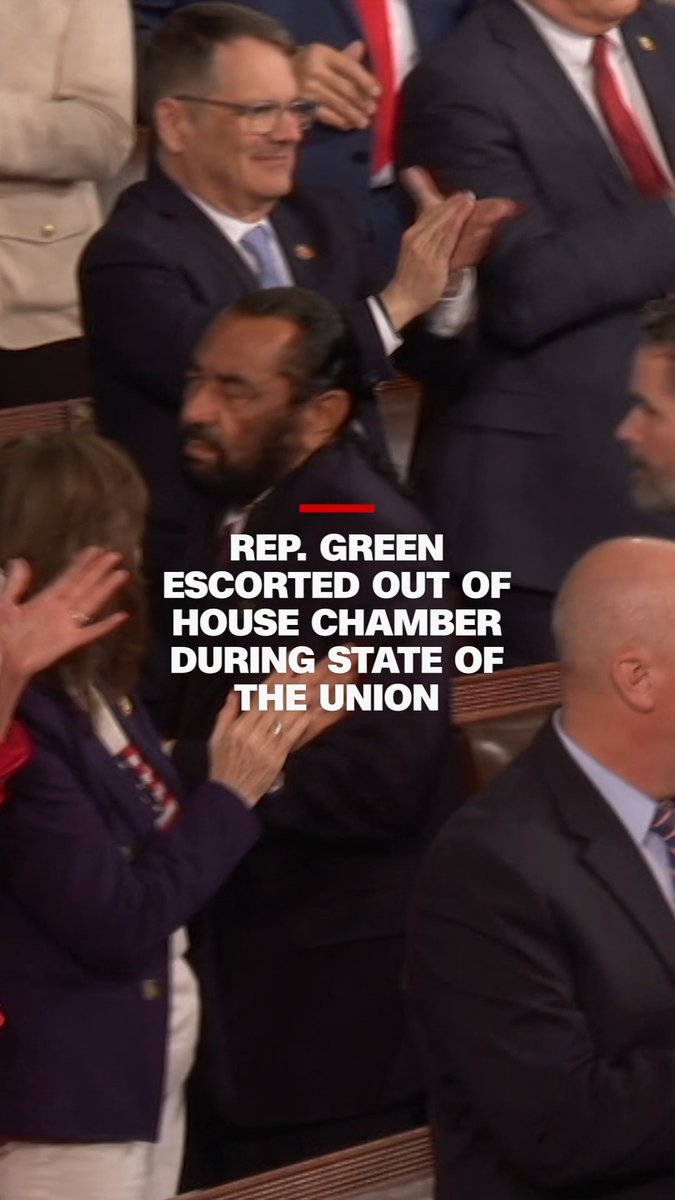 Rep. Al Green was escorted out of the House chamber just minutes into President Donald Trump's State of the Union address after holding up a sign reading "Black people aren't apes." Earlier this month, Trump shared and then deleted a racist video depicting former President Barack Obama and former first lady Michelle Obama as apes in a jungle. Read more: