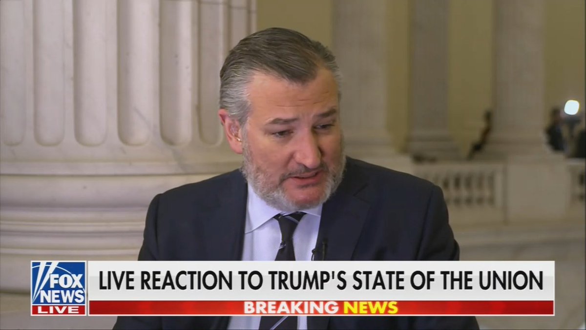 Ted Cruz on Trump's rambling, incoherent State of the Union address: "I have to say, President Trump gave a majestic speech tonight"