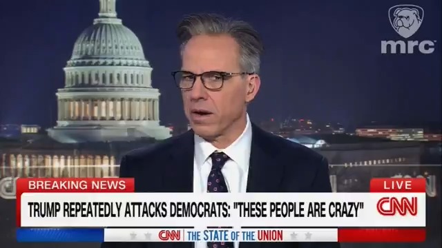 Jake Tapper whines that Trump called out Democrats as "crazy" during his State of the Union address. "Well here's my question. Are we ever going back to normal? I mean, are we ever coming to a back to a place where you can't just call the other party crazy in the State of the Union address?"