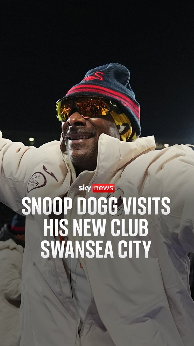 Snoop Dogg visits Swansea City for the first time as a co-owner. The American rapper became a minority owner of the Championship club last July. Read more: