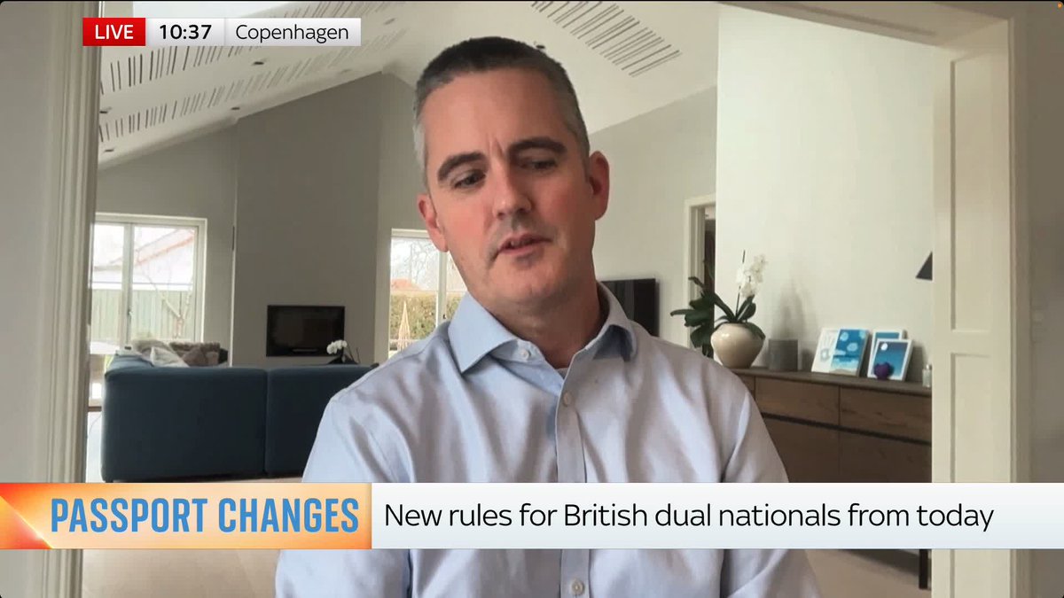 'We feel misled' Father of two British-Danish dual nationals Alan Hunter tells Sophy Ridge & Wilfred Frost he is going to lose thousands of pounds because the new passport rule means his family can't get updated ones in time for their holiday ⬇️