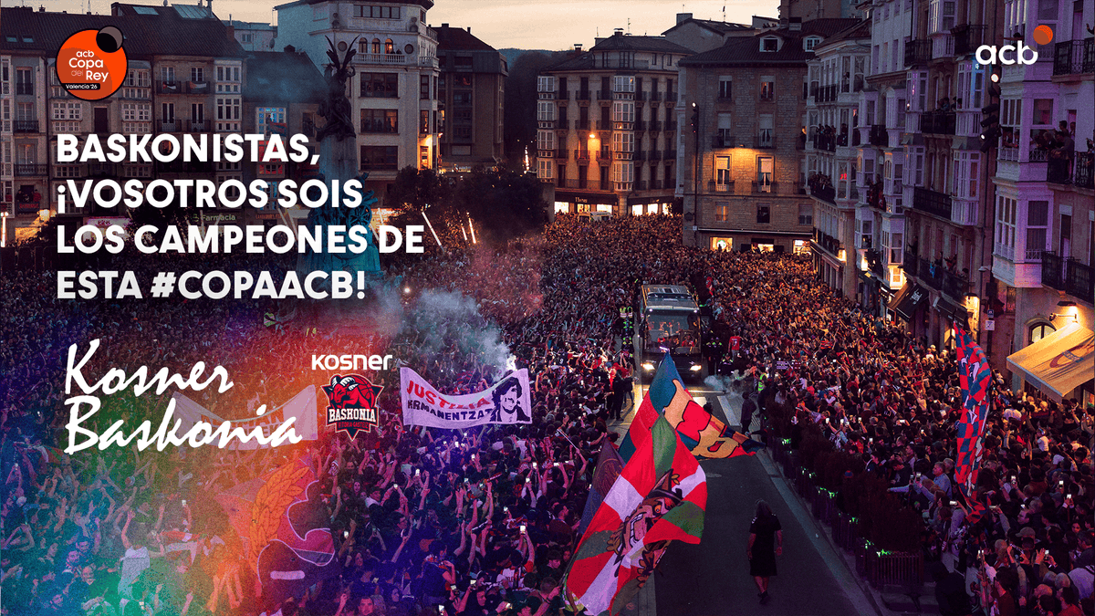 ❤️💙 𝙀𝙯 𝙣𝙚𝙠𝙚𝙖𝙠, 𝙚𝙯 𝙙𝙖 𝙗𝙞𝙙𝙚 𝙩𝙭𝙖𝙧𝙧𝙖 En Valencia. En Vitoria. O en cualquier lugar del mundo al que llegue Kosner Baskonia. GRACIAS, afición baskonista, por recordarnos por lo que somos y por lo que jugamos. ¡Vosotros sois los CAMPEONES de esta #CopaACB!