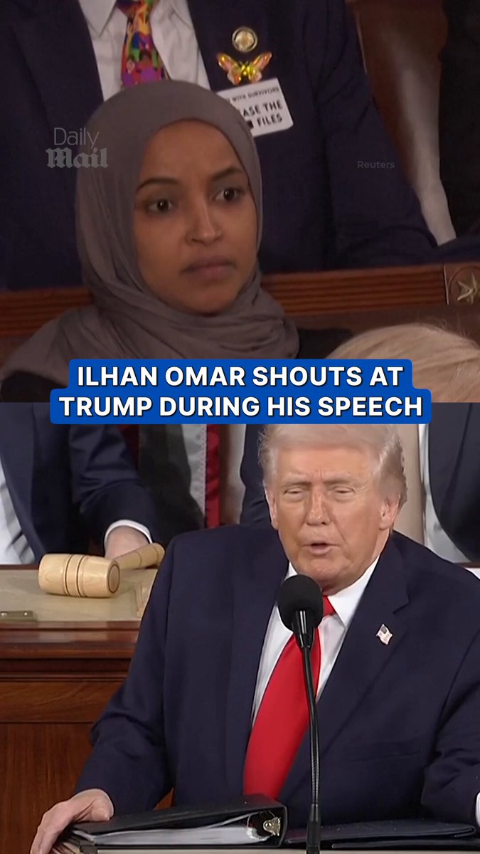 Ilhan Omar shouts at Trump after he slams Democrats.