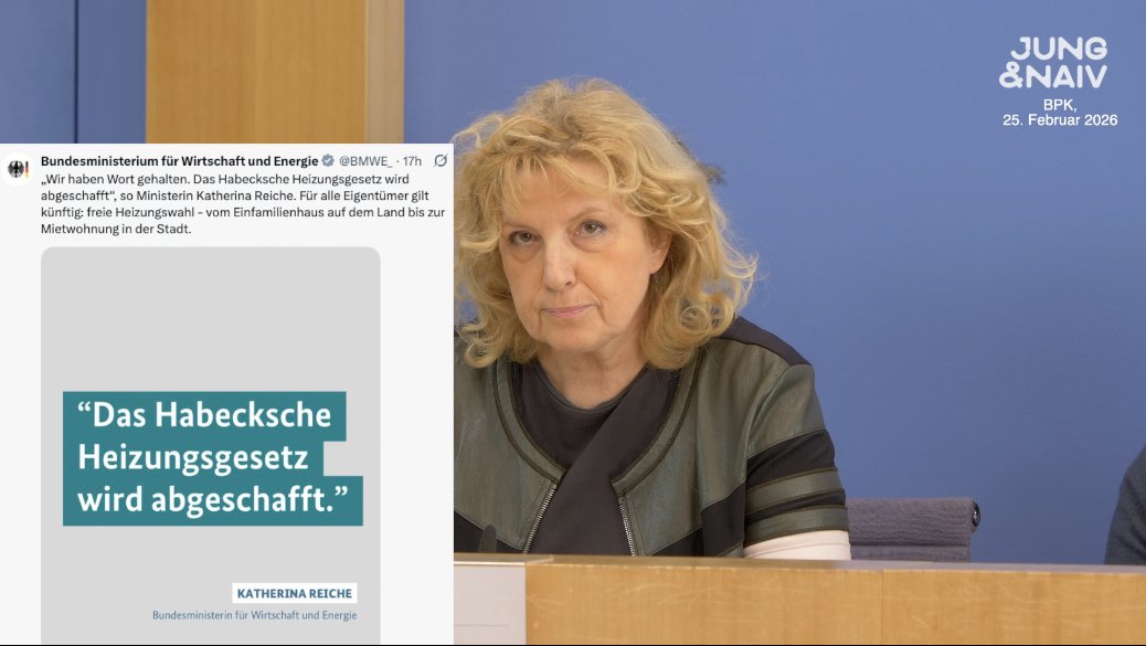 Warum verbreitet das Bundeswirtschaftsministerium großspurig, dass das "Habecksche Heizungsgesetz" abgeschafft werde, wenn das Gebäudeenergiegesetz aus 2020 von CDU-Wirtschaftsminister Altmaier stammt? Reiches Sprecherin hatte heute große Mühe diese PR zu verteidigen...