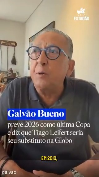 Galvão Bueno revela que Copa de 2026 será a sua última e fala: ‘Não precisa de palavrão para ser moderno’; veja a entrevista completa em @estadaoesporte Galvão Bueno