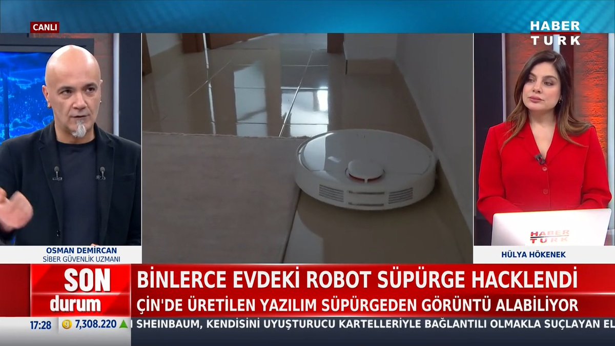 📌Robot süpürge geziyor başka göz izliyor mu? 📌Evdeki akıllı süpürge kayıt mı alıyor? Siber Güvenlik Uzmanı Osman Demircan #AkşamHaberleri'nde Hülya Hökenek İncedursun'e değerlendirdi.