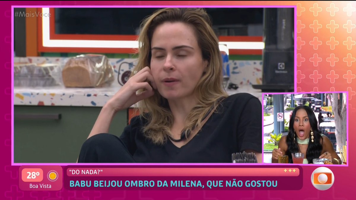 a Maxiane passada com a reação da Milena depois do beijo no ombro que o Babu deu nela 🗣️ #BBB26 #RedeBBB #MaisVocê