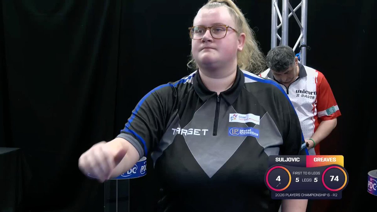 BEAU EDGES PAST SULJOVIC! 🏹 Beau Greaves survives three match darts from Mensur Suljovic to win a last-leg shootout, following up her nine-darter with a 6-5 win to reach round three! 📺 #PC6