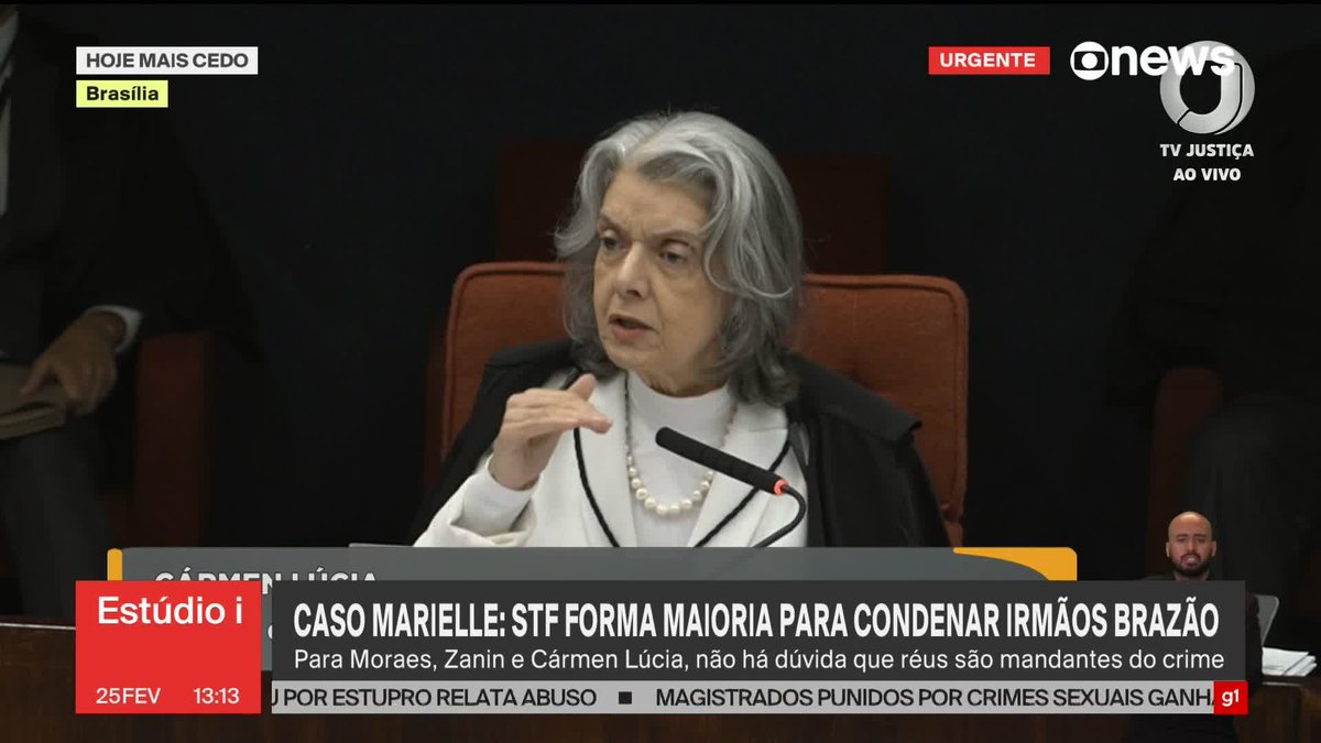 “Matar uma de nós [mulheres] é muito mais fácil”, diz Cármen Lúcia ao votar pela condenação de irmãos Brazão pela morte de Marielle. #Estúdioi ➡ Assista à #GloboNews: