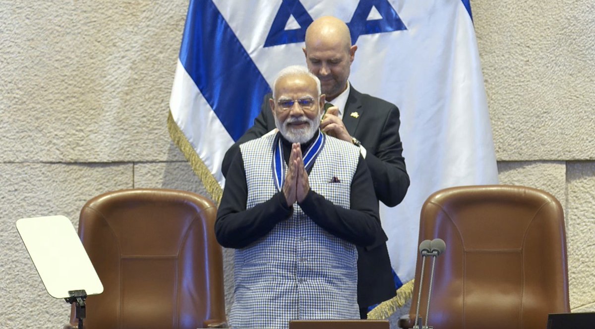 The first-ever recipient of the Medal of the Knesset: Prime Minister of India Narendra Modi 🇮🇱🇮🇳
