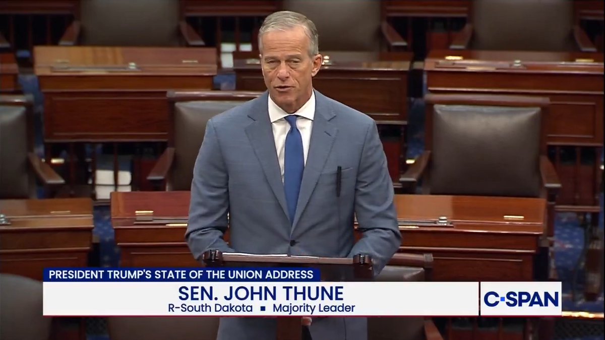 .John Thune on State of the Union address: "Democrats may talk a good game about helping hard working Americans, but Republicans are actually putting in the work."