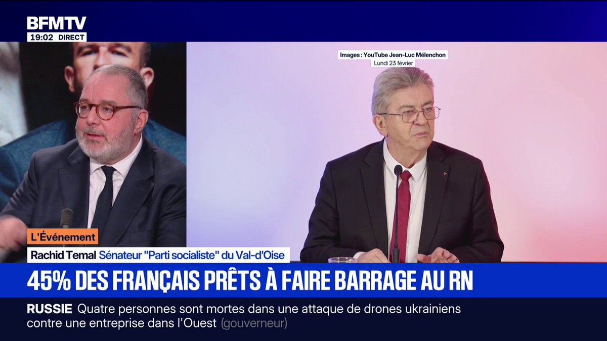"Le principal échec de Jean-Luc Mélenchon, c'est qu'aujourd'hui il est beaucoup plus rejeté que Marine Le Pen", assure Rachid Temal, sénateur PS