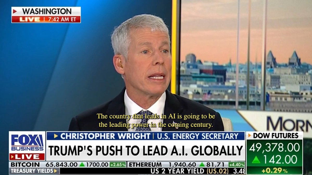 🚨Secretary Chris Wright: "Bernie has it wrong on both points." THE FACTS: ✔️The U.S. must lead in AI to protect our national security—NOT China. ✔️States that have reduced their production of electricity have higher costs—this is not a result of AI data centers.
