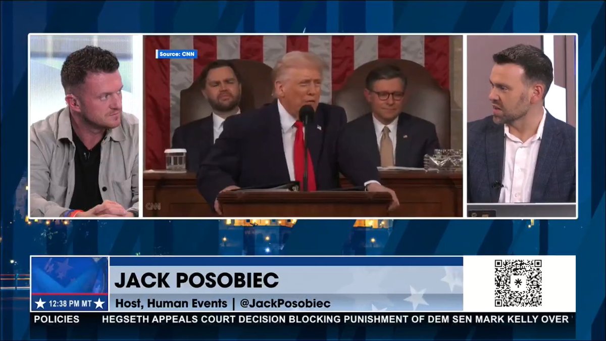 "OFF THE CUFF" PART OF THE SOTU BY President Donald J. Trump... "He says: 'I would like you now to stand up for the American people', only the Republicans stood up. That was NOT in the script." Jack Posobiec Tommy Robinson 🇬🇧