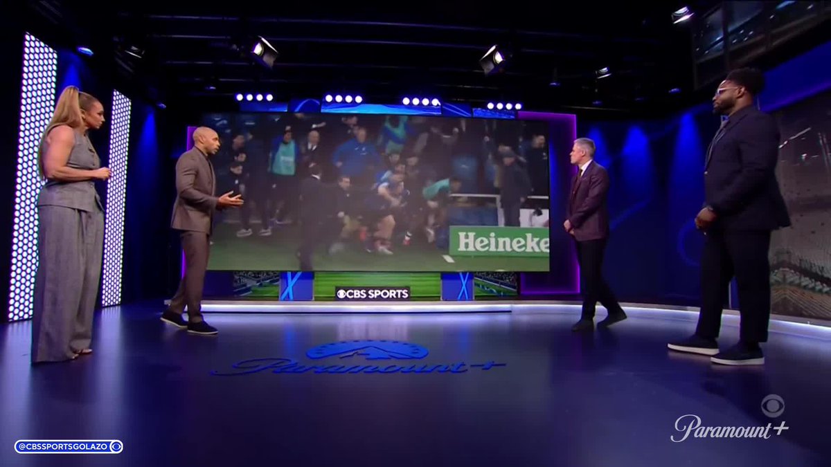 “This is why we love the Champions League.” Thierry, Peter Schmeichel, ADP, Marco Messina and Guillem Balague react to Atalanta's 98th minute winner 😂