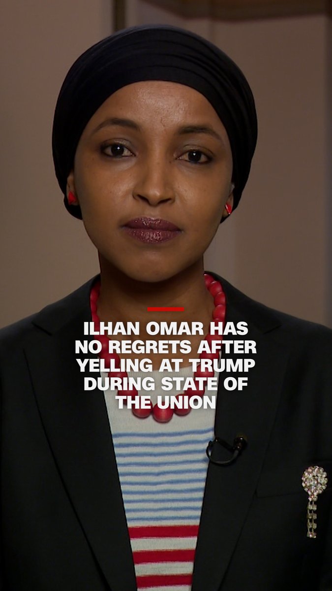 Democratic Rep. Ilhan Omar of Minnesota told CNN's Wolf Blitzer she does not regret yelling at President Donald Trump during the State of the Union: "You have killed Americans," after he criticized Democrats for demanding reforms before funding the Department of Homeland Security. Read more: