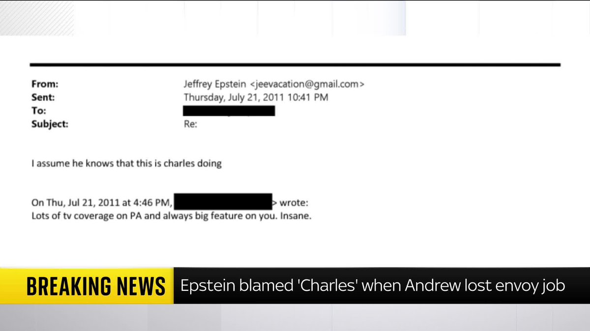 BREAKING: Jeffrey Epstein blamed "Charles" on the day Andrew Mountbatten-Windsor lost his UK trade envoy job. @SkySarahJane has the latest ⬇️ Read more 🔗 📺 Sky 501, Virgin 602, Freeview 233 and YouTube