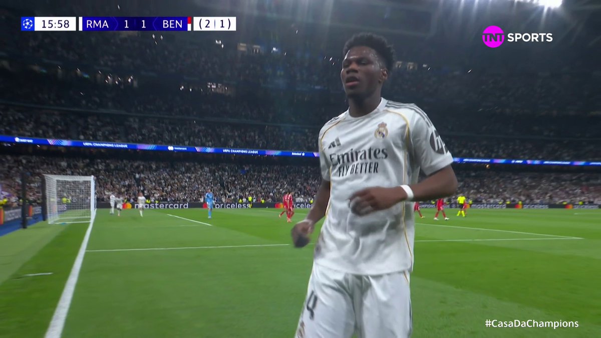 O gol de Tchouaméni. Real Madrid 1x1 Benfica. 🎥 TNT Sports BR