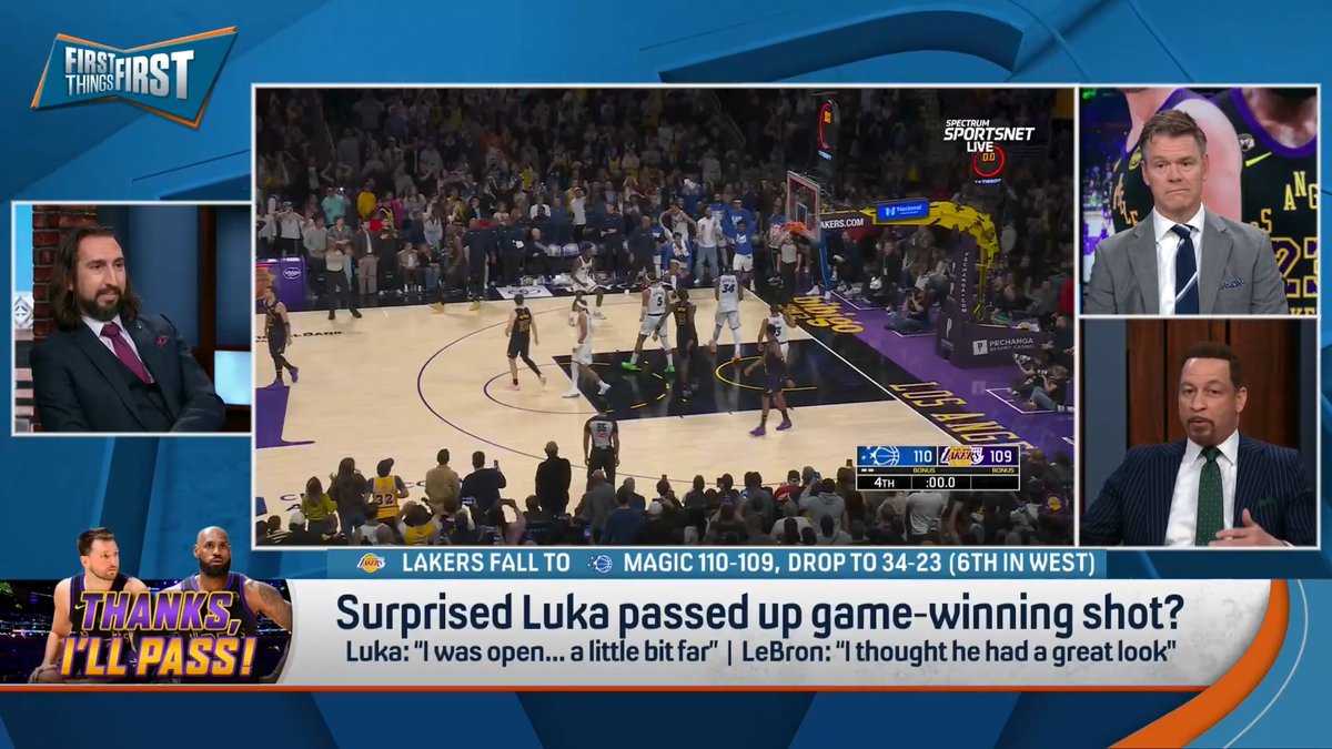 โLuka botched it and yes Iโm surprisedโฆ.He just frozeโฆI donโt think LeBron threw him under the busโฆLeBron just said exactly what happened.โ Chris Broussard reacts to Luka passing up a game-winning shot: