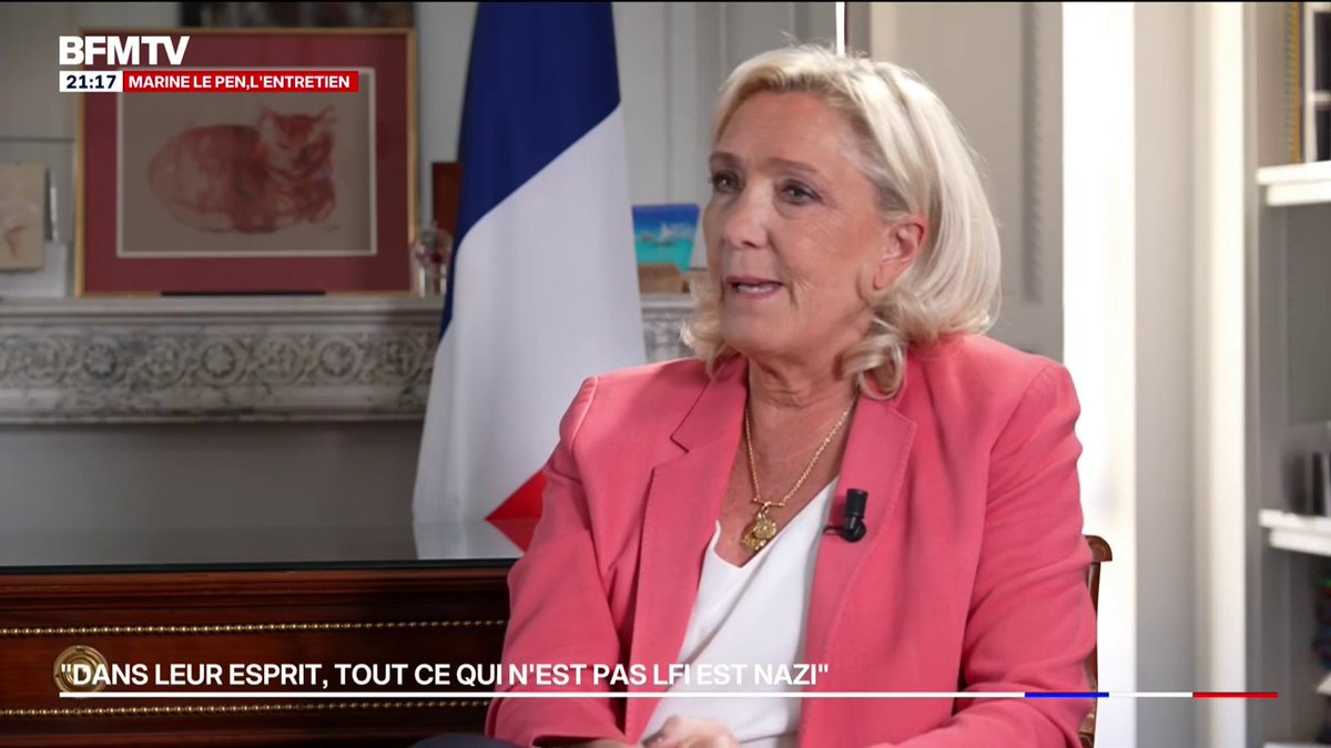 🗣️ Marine Le Pen répond à Mathilde Panot qui a assuré que les Insoumis n'accepteront jamais que le RN prenne le pouvoir légalement par les urnes. Tout est dit. 👍🏼