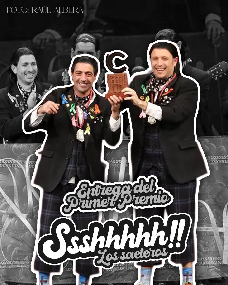 Seguimos sin creernos todo lo bonito que nos está pasando estos días y lo de ayer en la entrega del Primer Premio fue ya la confirmación de que no es un sueño lo que estamos viviendo. ¡Gracias al jurado, a Cádiz y a los carnavaleros por este premio! 🥇