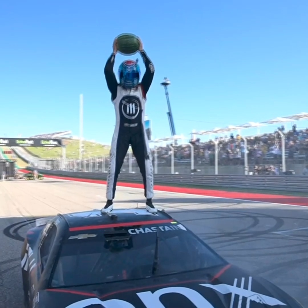 A smashing success for Ross Chastain, whose first career win came at NASCAR at COTA. 🍉