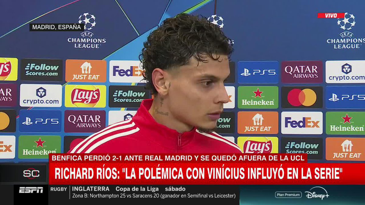 "FUE UN POCO ATÍPICA ESTA LLAVE", Richard Ríos analizó la eliminación del Benfica, lamentó la ausencia de Mourinho y habló de la Selección Colombia. 📺 Toda la #UCL por #DisneyPlus Plan Premium