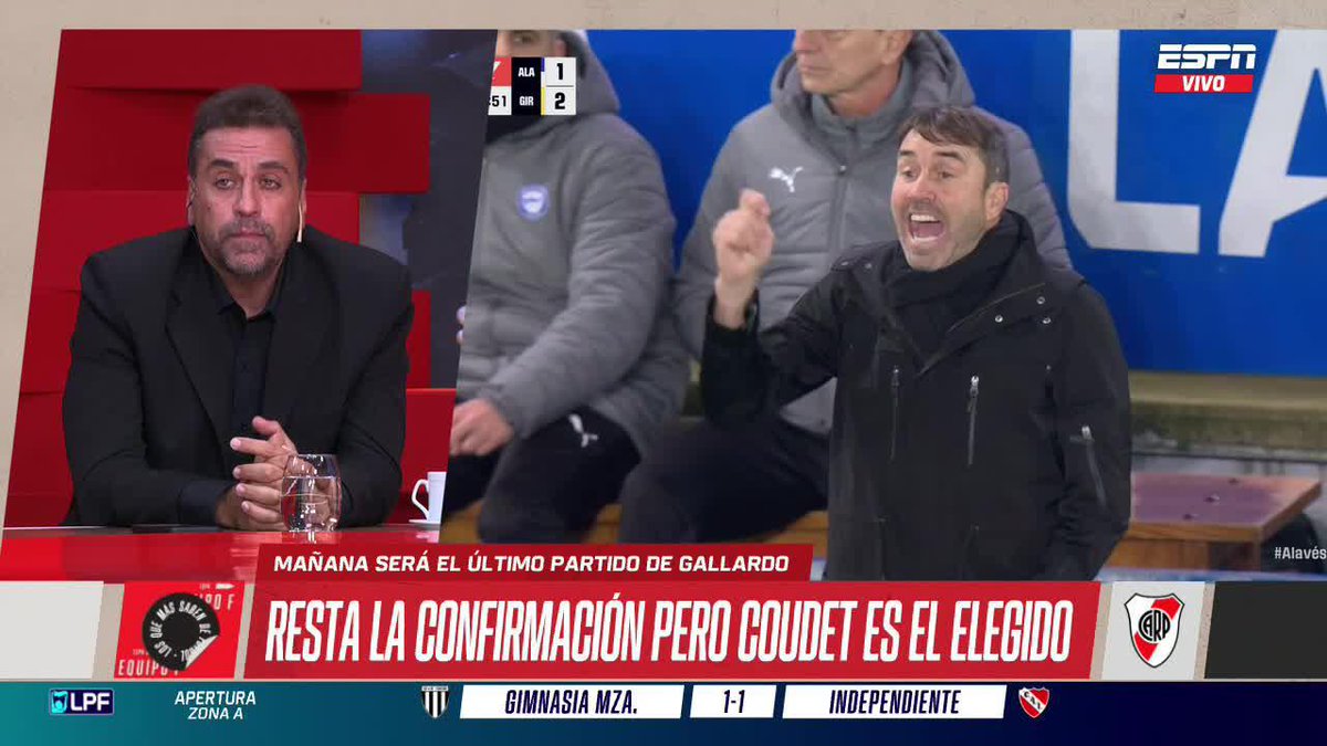 🗣️ "SI TODO VA BIEN, EL LUNES EN MENDOZA VA A ESTAR EL CHACHO COUDET" Nicolas Distasio y más detalles sobre el posible reemplazante de Gallardo en River. ▶️ Mirá #ESPNEquipoF en el Plan Premium de #DisneyPlus