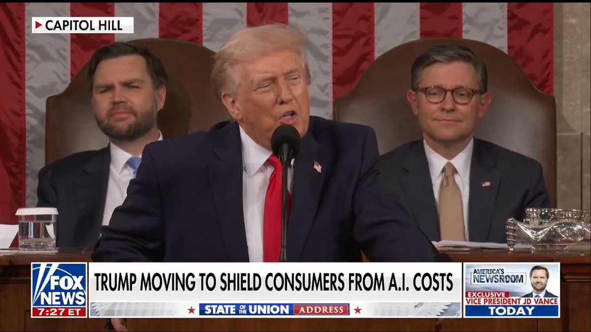 President Trump unveils a pledge for Big Tech companies to cover AI power costs, aiming to lower consumer electricity bills. Interior Secretary Doug Burgum discusses the policy.