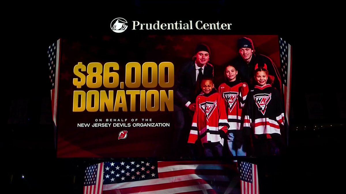 Tonight, the New Jersey Devils announced they are making an $86,000 donation to Hockey in New Jersey in recognition of Jack Hughes and the US men's hockey team's performance at the #MilanoCortina2026 #WinterOlympics. Earlier this month, the NHL Foundation U.S. donated $50,000 to 'Hockey in New Jersey'. Founded in 2003, Hockey in New Jersey is a nonprofit organization that provides year-round hockey programming for more than 1,000 girls and boys each year.