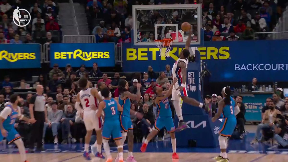 JALEN DUREN WITH ONE HAND ON THE LOB 🔥 OKC-DET on ESPN 🍿