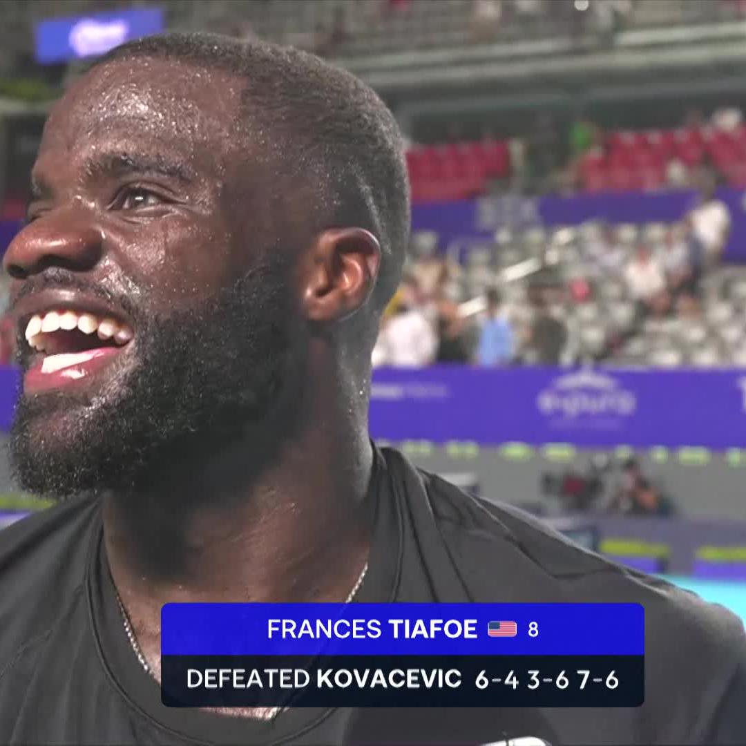 "My coach tells me all the time: swing at your returns don't guide them." Advice that helped Frances Tiafoe make a miraculous match point save tonight in Acapulco. #AMT2026